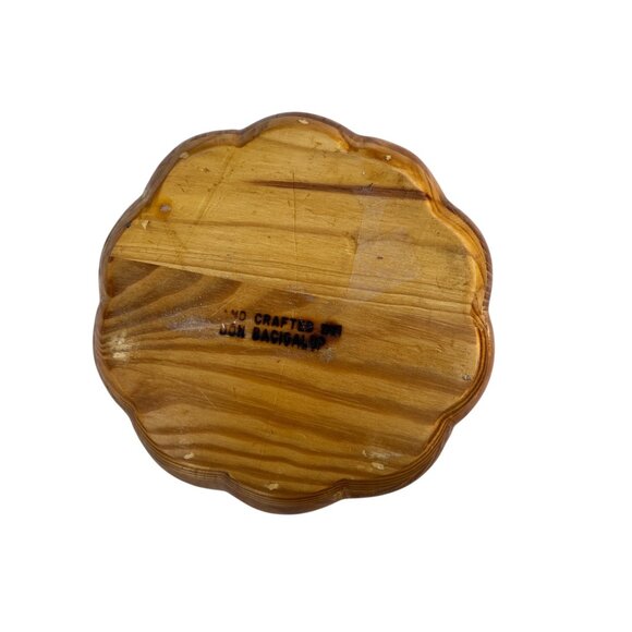 Don Bacigalup Handcrafted Wooden Lidded Bowl Felt Lining & Leaf Design Marked - Picture 5 of 11